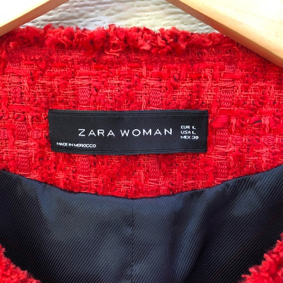🎉HP🎉❣️ZARA TWEED JACKET BEAUTIFUL RED❣️ - Picture 7 of 7